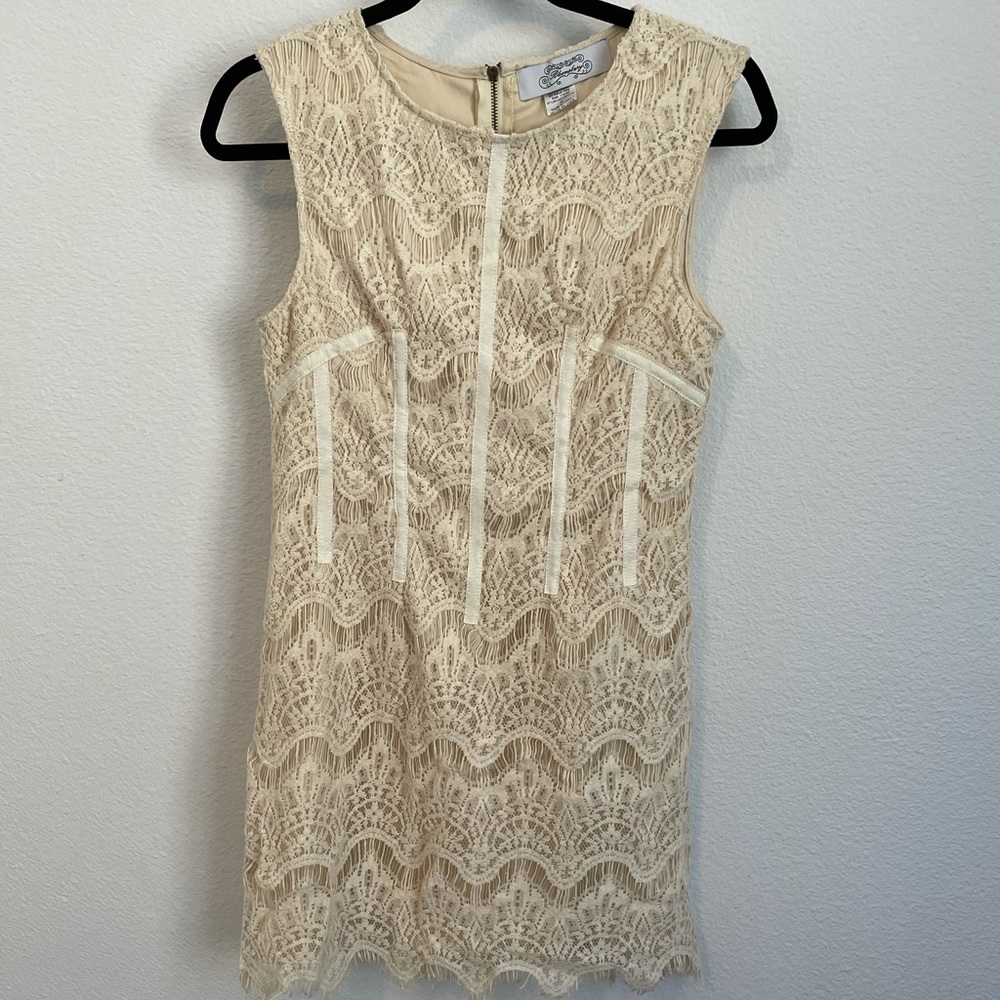 Cream lace shift dress